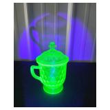 Uranium Glass Covered Sugar Bowl