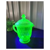 Uranium Glass Covered Sugar Bowl