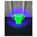 Green Uranium Glass Sugar Bowl