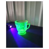 Green Uranium Glass Sugar Bowl