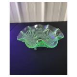 Uranium Glass Hobnail Bowl