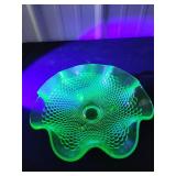 Uranium Glass Hobnail Bowl