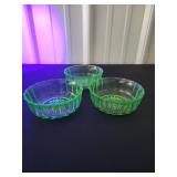 3 Uranium Glass Dessert Bowls