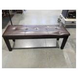 Brown Leather Tufted Dining Bench