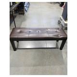 Brown Leather Tufted Dining Bench