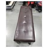 Brown Leather Tufted Dining Bench