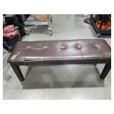 Brown Leather Tufted Dining Bench