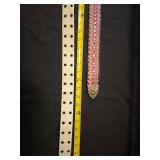 Western Style Pink Leather Belt with Crystal Accents and white belt