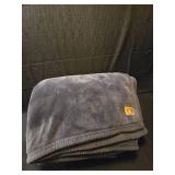 UGG Grey Fleece Throw Blanket 47\"x66\" *very heavy*