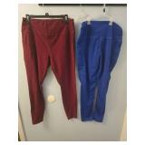 Athletic Workout Leggings Bundle - Burgundy and Royal Blue
