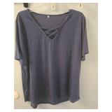 Navy Criss-Cross Detail T-Shirt XL