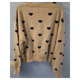 Heart Pattern Knit Sweater Size L