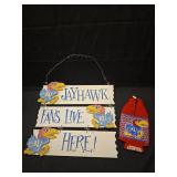 Kansas Jayhawks Fan Sign and Koozie Set