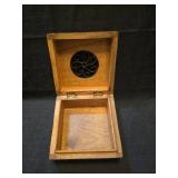 Hand Carved Wooden Trinket Box with Metal Floral Insert