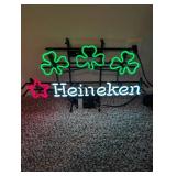 Heineken Neon Sign with Shamrocks