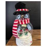 Glass Snowman Snow Globe with Striped Scarf