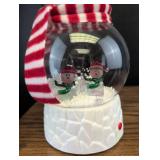 Glass Snowman Snow Globe with Striped Scarf