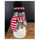 Glass Snowman Snow Globe with Striped Scarf