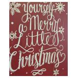 Red Wooden Christmas Sled Sign with Pine Decoration