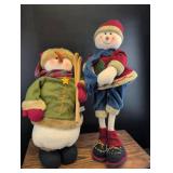 Winter Snowman Plush Decorative Figures - Set of 2