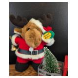 Christmas Moose Plush & Red Holiday Truck Set