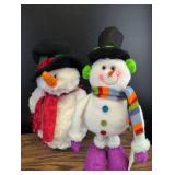 Decorative Plush Snowman Duo - 16 inch Table Decor