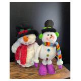 Decorative Plush Snowman Duo - 16 inch Table Decor