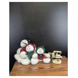 Christmas Snowman Family Plush Set with Decorative Base