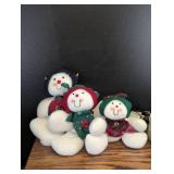 Christmas Snowman Family Plush Set with Decorative Base