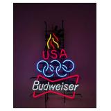 Budweiser USA Olympic Team Neon Sign~ Torch Flame lights go up and down!!  All tubes work!!!