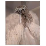 2 ft tall Beautiful Angel Porcelain Doll with Feather Wings and Real Hair in a Lace Dress with Porcelain limbs