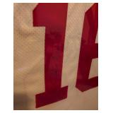 Joe Montana Signed San Francisco 49ers Jersey #16. Glare Resistant Glass, Professionally Framed valued at $1685