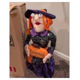 Halloween Witch Door Greeter with Orange Sign