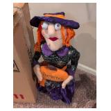 Halloween Witch Door Greeter with Orange Sign