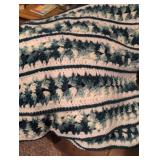 Handmade Blue and White Striped Afghan Blanket