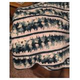 Handmade Blue and White Striped Afghan Blanket