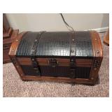 Decorative Wooden Treasure Chest with Faux Crocodile Leather