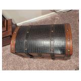 Decorative Wooden Treasure Chest with Faux Crocodile Leather