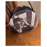 1950s Style Round Photo Handbag with Turquoise Studs