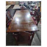 Oak Dining Set with Carved Chairs