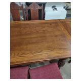 Oak Dining Set with Carved Chairs