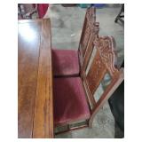 Oak Dining Set with Carved Chairs