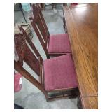 Oak Dining Set with Carved Chairs