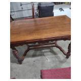 Oak Dining Set with Carved Chairs