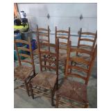Ladder Back Rush Seat Dining Chairs - Set of 6