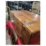 Industrial Pine Storage Chest with Metal Hardware