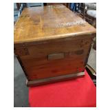 Industrial Pine Storage Chest with Metal Hardware