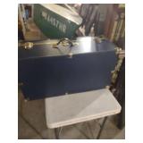 Navy Blue Steamer Trunk with Brass Hardware