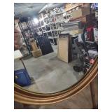 Large Round Gold-Tone Wall Mirror
