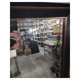 Large Decorative Wall Mirror with Dark Wood Frame